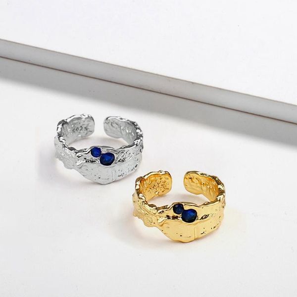 wedding rings irregular concave convex adjustable ring with blue zircon 2021 gold silver color tin foil texture opening jewelry for women, Slivery;golden 
wedding rings irregular concave convex adjustable ring with blue zircon 2021 gold silver color tin foil texture opening jewelry for women, Slivery;golden