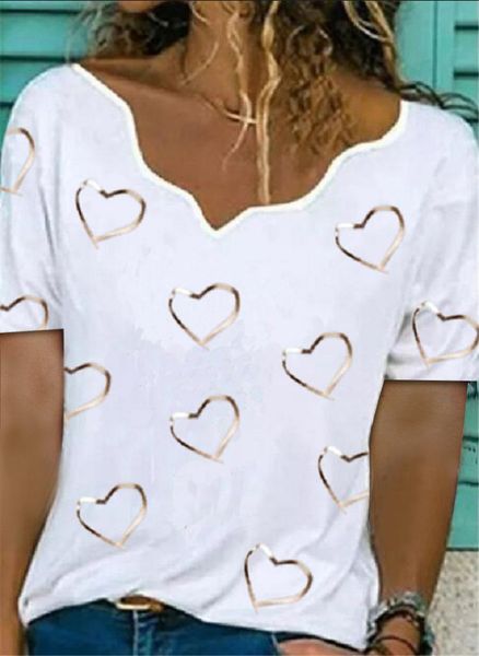women's t-shirt summer fashion heart printed cute short sleeve creativity v-neck casual t shirt lady loose plus size, White
women's t-shirt summer fashion heart printed cute short sleeve creativity v-neck casual t shirt lady loose plus size, White
