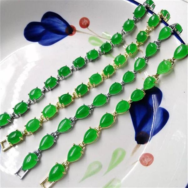 tennis green jades natural malay chalcedony stone plated bracelet water drop beads jewelry making women's exquisite gifts 7inch, Golden;silver
tennis green jades natural malay chalcedony stone plated bracelet water drop beads jewelry making women's exquisite gifts 7inch, Golden;silver