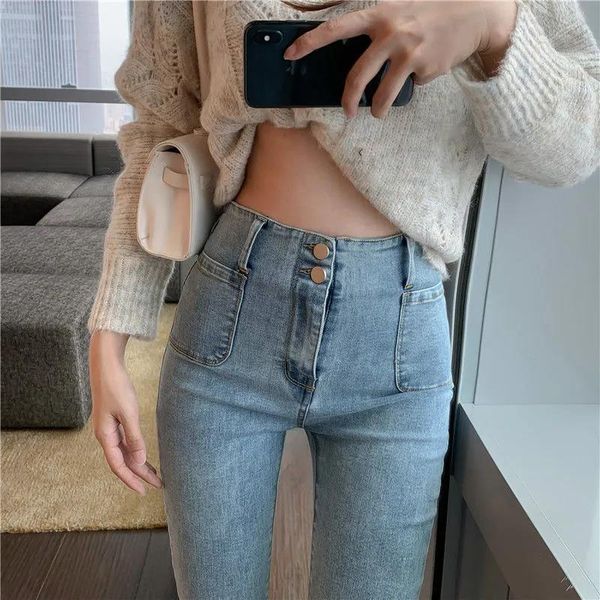 kog646 light blue two grain of buckle light color jeans female tide ins spring and summer of tall waist trousers show high stretch
kog646 light blue two grain of buckle light color jeans female tide ins spring and summer of tall waist trousers show high stretch