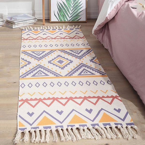retro bohemian hand woven cotton linen carpets tassel bedside rug geometric floor mat living rooms bedrooms home decor 60*90cm
retro bohemian hand woven cotton linen carpets tassel bedside rug geometric floor mat living rooms bedrooms home decor 60*90cm