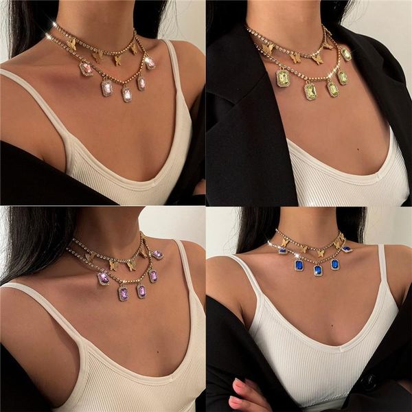 chains elegant temperament multi-layer claw chain diamond necklace female simple atmosphere gemstone butterfly combination, Silver
chains elegant temperament multi-layer claw chain diamond necklace female simple atmosphere gemstone butterfly combination, Silver