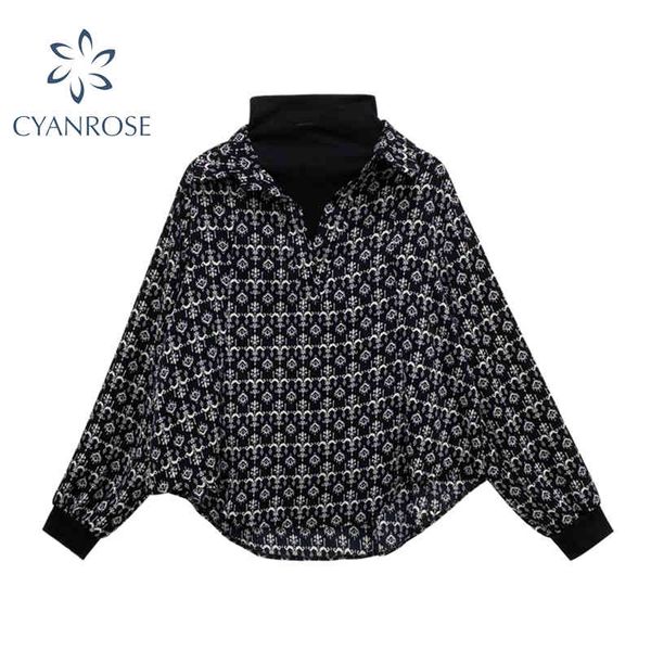 fake two piece vintage print shirt women patchwork knitted turtleneck spring long sleeve casual loose female blouse 210417, White
fake two piece vintage print shirt women patchwork knitted turtleneck spring long sleeve casual loose female blouse 210417, White