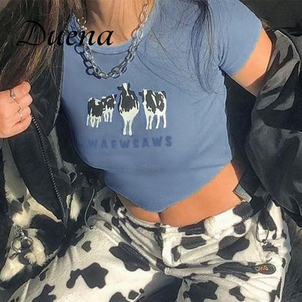 duena cow print t shirt short sleeve blue summer 2021 round neck cotton streetwear aesthetic graphic y2k crop tee women's t-shirt, White
duena cow print t shirt short sleeve blue summer 2021 round neck cotton streetwear aesthetic graphic y2k crop tee women's t-shirt, White