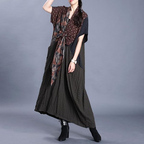 casual dresses johnature vintage patchwork cotton linene women v-neck short sleeve 2021 summer loose robes chinese style, Black;gray
casual dresses johnature vintage patchwork cotton linene women v-neck short sleeve 2021 summer loose robes chinese style, Black;gray