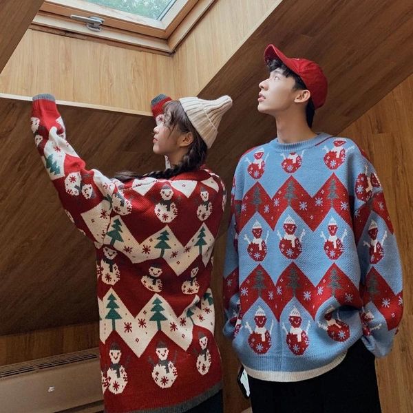 women's sweaters christmas sweater women loose lazy outside wear 2021 winter snowflake round neck red blue couple, White;black
women's sweaters christmas sweater women loose lazy outside wear 2021 winter snowflake round neck red blue couple, White;black