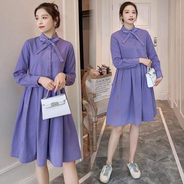 76218# maternity clothes spring autumn cotton long sleeves loose stylish bow collar dress pregnant women mom dresses, White
76218# maternity clothes spring autumn cotton long sleeves loose stylish bow collar dress pregnant women mom dresses, White
