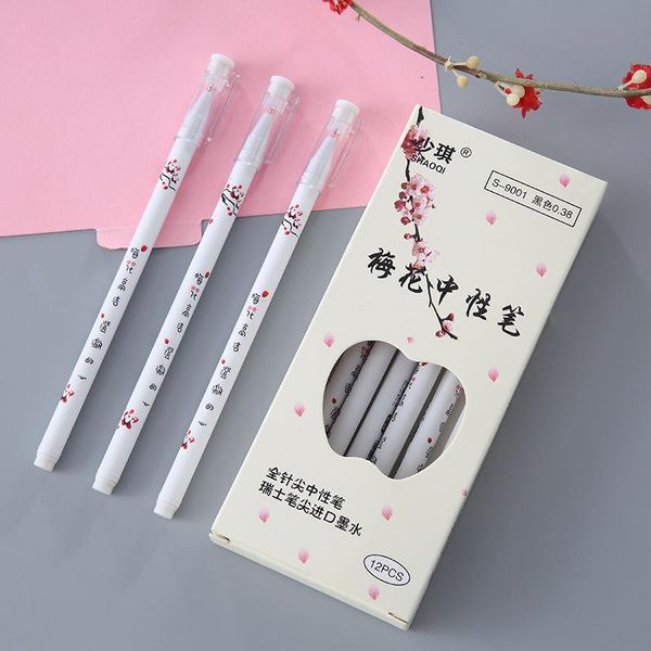 gel pens 12pc/set plum pen boxed carbon 0.38 needle black refill set student stationery
gel pens 12pc/set plum pen boxed carbon 0.38 needle black refill set student stationery