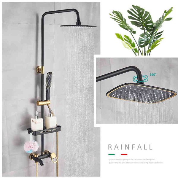 bathroom shower heads matte black gold faucet set rainfall system with shelf 3-way mixer cold water tap s3ns
bathroom shower heads matte black gold faucet set rainfall system with shelf 3-way mixer cold water tap s3ns