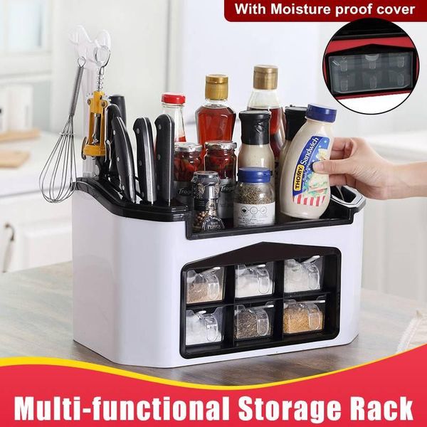 kitchen shelf seasoning container spice pots box storage organizer tableware cutlery knives holder with moisture proof cover & organization
kitchen shelf seasoning container spice pots box storage organizer tableware cutlery knives holder with moisture proof cover & organization