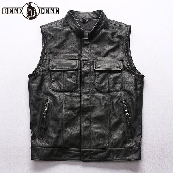 men's vests men cowhide natural leather vest stand collar motorcycle biker genuine sleeveless jacket pockets waistcoat, Black;white
men's vests men cowhide natural leather vest stand collar motorcycle biker genuine sleeveless jacket pockets waistcoat, Black;white