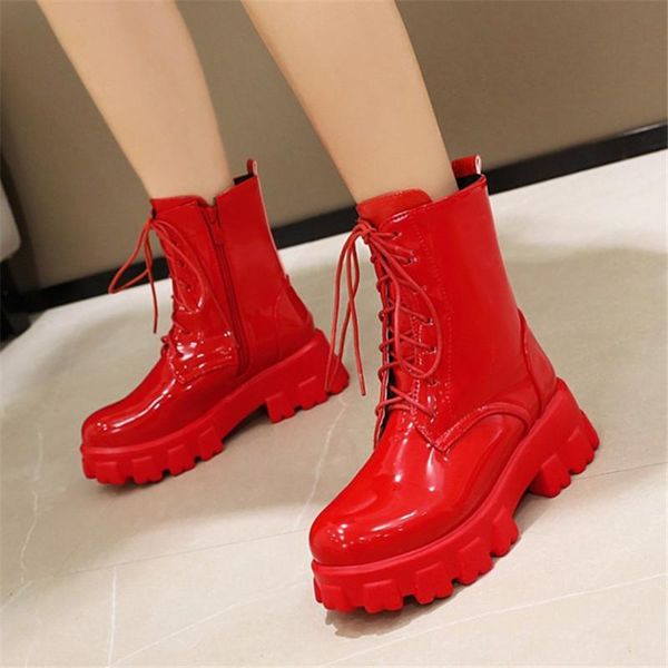 boots pxelena 2021 patent leather chunky high heels platform combat lace up round toe military motorcycle ankle 34-43, Black
boots pxelena 2021 patent leather chunky high heels platform combat lace up round toe military motorcycle ankle 34-43, Black