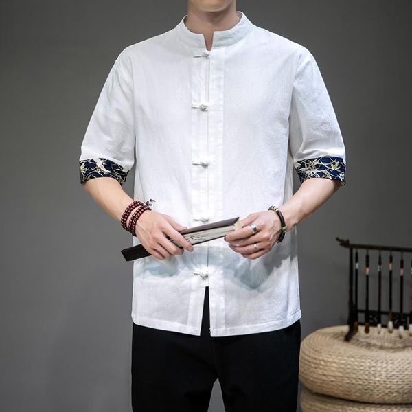 men's casual shirts plus size 5xl men tang suit chinese style half sleeve fashion shirt solid color traditional hanfu flax, White;black
men's casual shirts plus size 5xl men tang suit chinese style half sleeve fashion shirt solid color traditional hanfu flax, White;black