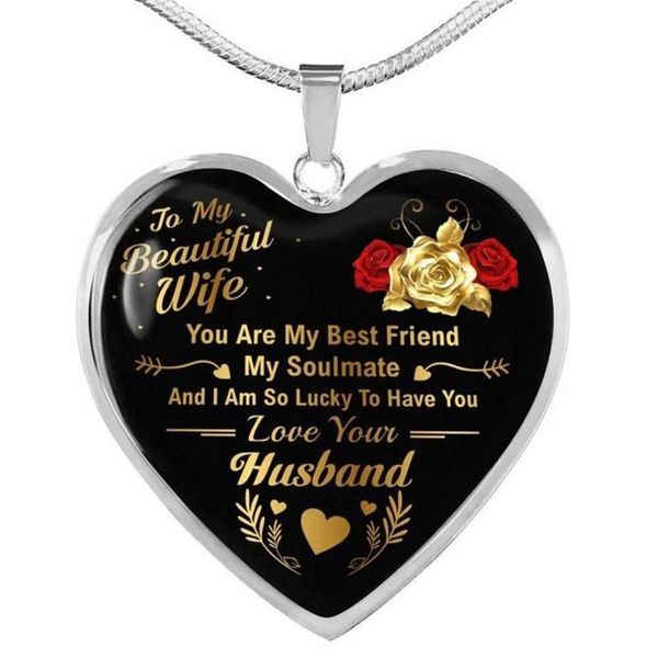to my beautiful wife you are friend love heart pendant necklaces flower neckchain anniversary gift, Silver
to my beautiful wife you are friend love heart pendant necklaces flower neckchain anniversary gift, Silver