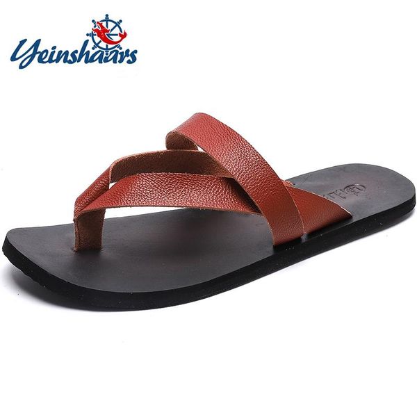slippers yeinshaars flat with beach fashion outside men's leisure concise genuine leather summer flip flops sewing men shoes, Black
slippers yeinshaars flat with beach fashion outside men's leisure concise genuine leather summer flip flops sewing men shoes, Black