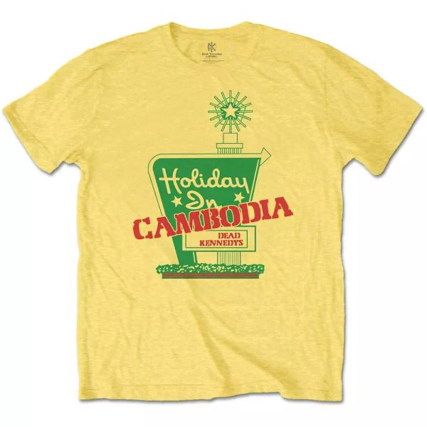 official dead kennedys t shirt holiday in cambodia yellow classic punk rock tee, White;black
official dead kennedys t shirt holiday in cambodia yellow classic punk rock tee, White;black