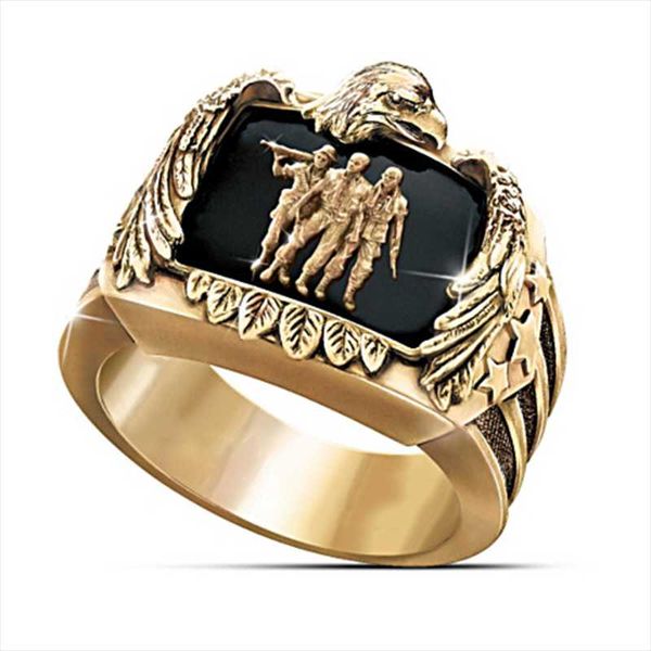 cluster rings classic eagle men's black ring veteran pride brotherhood gold color labor fight soldier finger punk jewelry, Golden;silver
cluster rings classic eagle men's black ring veteran pride brotherhood gold color labor fight soldier finger punk jewelry, Golden;silver