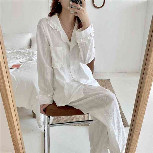 two pieces suit sweet solid cotton gentle nightwear soft casual loose fashion long sleeves pajamas set, Black;red
two pieces suit sweet solid cotton gentle nightwear soft casual loose fashion long sleeves pajamas set, Black;red
