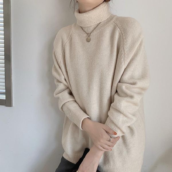 women's sweaters 2021 autumn winter for women knitted solid pullover turtleneck loose elegant female office lady casual all match, White;black
women's sweaters 2021 autumn winter for women knitted solid pullover turtleneck loose elegant female office lady casual all match, White;black