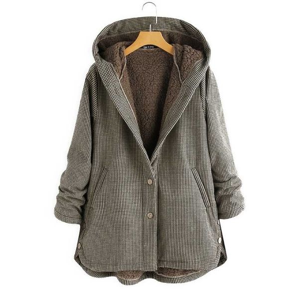 coat autumn and winter women's plaid loose plus velvet buttons high street hooded jacket manteau femme en* 211104, Black
coat autumn and winter women's plaid loose plus velvet buttons high street hooded jacket manteau femme en* 211104, Black