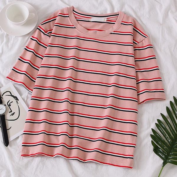 women's t-shirt summer women t-shirts korean casual loose stripe print harajuku o-neck lovely short sleeve girl pink & tees, White
women's t-shirt summer women t-shirts korean casual loose stripe print harajuku o-neck lovely short sleeve girl pink & tees, White