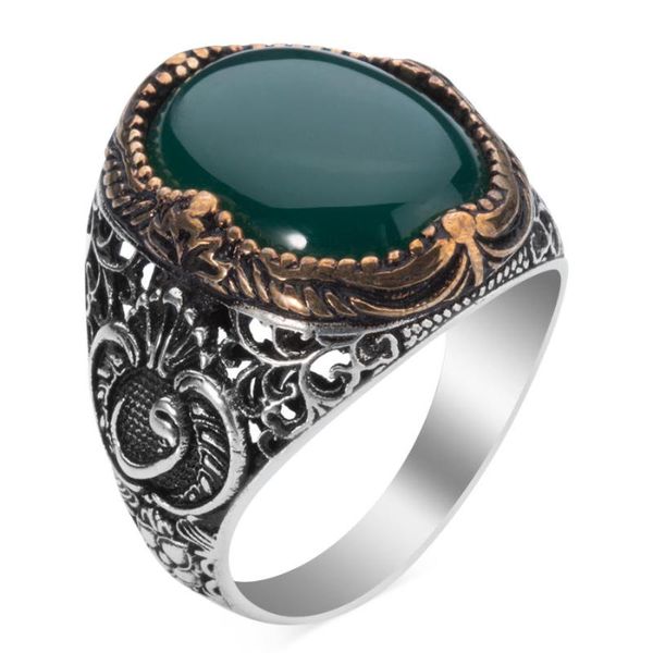 green agate stone silver ring handcarved turkish jewelery vintage ottoman motif oval men 925k cluster rings, Golden;silver
green agate stone silver ring handcarved turkish jewelery vintage ottoman motif oval men 925k cluster rings, Golden;silver