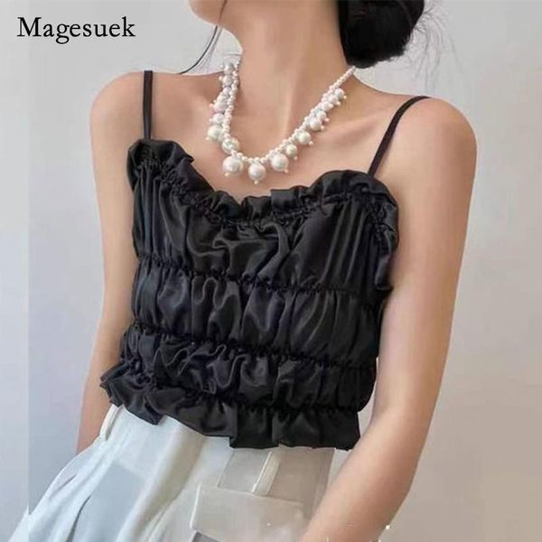 women's blouses & shirts 2021 summer solid folds women fashion sleeveless sling blouse elegant style female army green slim blusa, White
women's blouses & shirts 2021 summer solid folds women fashion sleeveless sling blouse elegant style female army green slim blusa, White