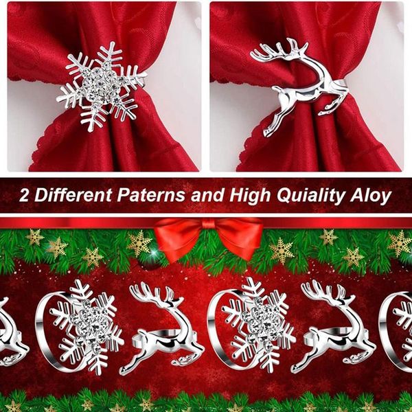 napkin rings decoration 10 pcs, rhinestone elk snowflake silver holders for wedding birthday party supplies
napkin rings decoration 10 pcs, rhinestone elk snowflake silver holders for wedding birthday party supplies