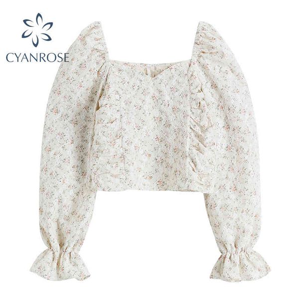 vintage floral print crop blouses women flare long sleeve square collar shirts female korean elegant lace cloth trendy 210417, White
vintage floral print crop blouses women flare long sleeve square collar shirts female korean elegant lace cloth trendy 210417, White