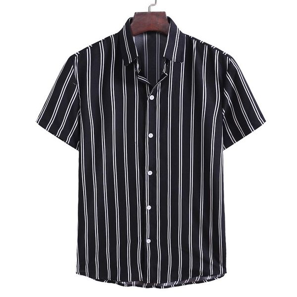 men's casual shirts mens shirt blouse striped loose short sleeve buttons beach men dress chemise homme, White;black
men's casual shirts mens shirt blouse striped loose short sleeve buttons beach men dress chemise homme, White;black