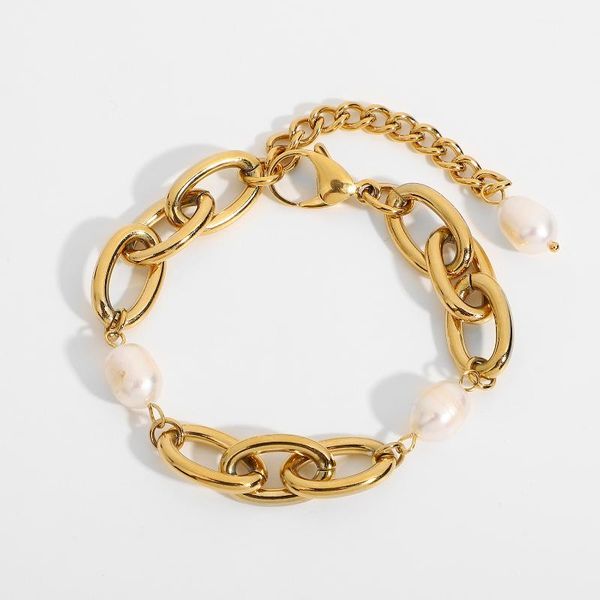 gold plated stainless steel baroque freshwater bracelets for women 12mm wide oval chain chunky party jewelry link,, Black
gold plated stainless steel baroque freshwater bracelets for women 12mm wide oval chain chunky party jewelry link,, Black