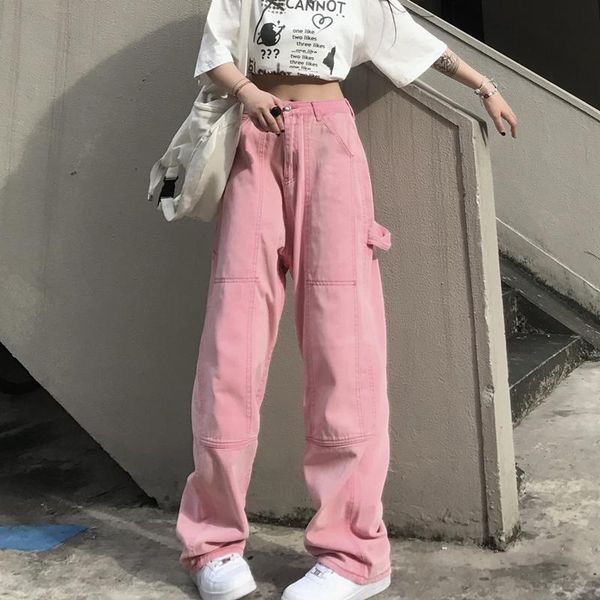 women's jeans harajuku fashion trend ins retro gothic style net red pink multi-pocket overalls casual loose straight-leg pants, Blue
women's jeans harajuku fashion trend ins retro gothic style net red pink multi-pocket overalls casual loose straight-leg pants, Blue