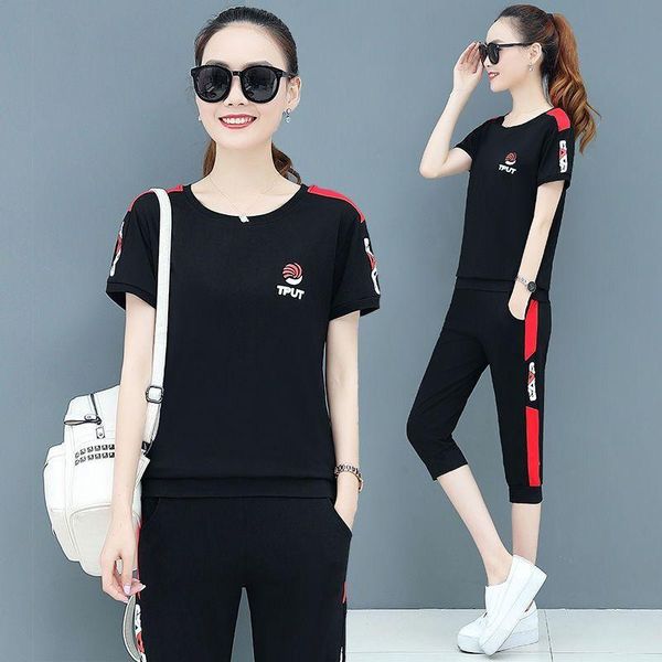 women's tracksuits summer korean short sleeved cropped trousers casual plus size 4xl two piece set women clohtes red pink black, Gray
women's tracksuits summer korean short sleeved cropped trousers casual plus size 4xl two piece set women clohtes red pink black, Gray