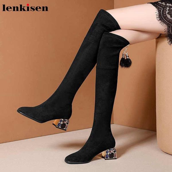 boots lenkisen shiny crystal heels stretch flock square toe high cute hairball decorations fashion thigh l3f5, Black
boots lenkisen shiny crystal heels stretch flock square toe high cute hairball decorations fashion thigh l3f5, Black