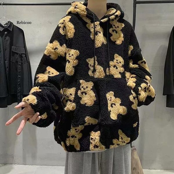 men's hoodies & sweatshirts korean style men furry hoodie jacket winter warm plush sweet pullovers vintage loose sweatshirt, Black 
men's hoodies & sweatshirts korean style men furry hoodie jacket winter warm plush sweet pullovers vintage loose sweatshirt, Black