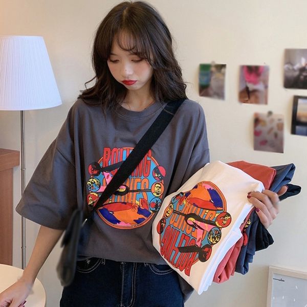 women's t-shirt shirt women summer korean style retro cartoon printed fashion girl plus size streetwear casual ee ops q0h3, White
women's t-shirt shirt women summer korean style retro cartoon printed fashion girl plus size streetwear casual ee ops q0h3, White