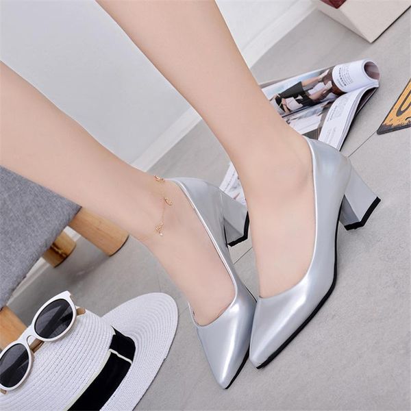 spring and autumn nude color shallow mouth pointed toe shoes japanned leather high-heeled thick heel single dress, Black
spring and autumn nude color shallow mouth pointed toe shoes japanned leather high-heeled thick heel single dress, Black