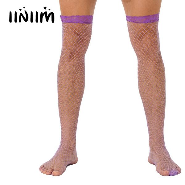 men's socks mens lingerie see-through fishnet stockings lace trimming hollow out mesh summer erotic hosiery thigh-highs, Black
men's socks mens lingerie see-through fishnet stockings lace trimming hollow out mesh summer erotic hosiery thigh-highs, Black