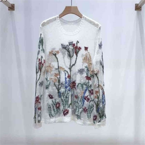 home elegant embroidery flower thin transparent sweater mohair cashmere hollow out pullover female, White
home elegant embroidery flower thin transparent sweater mohair cashmere hollow out pullover female, White