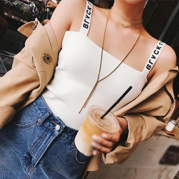 women's tanks & camis summer knitted vest sleeveless letter strap slim simple versatile solid, White
women's tanks & camis summer knitted vest sleeveless letter strap slim simple versatile solid, White