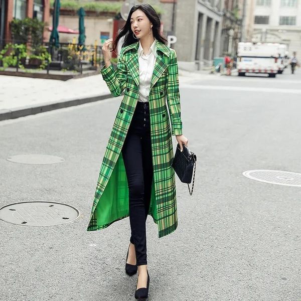 women's wool & blends green plaid windbreaker mid-length 2021 coat high-end atmosphere british style temperament, Black
women's wool & blends green plaid windbreaker mid-length 2021 coat high-end atmosphere british style temperament, Black