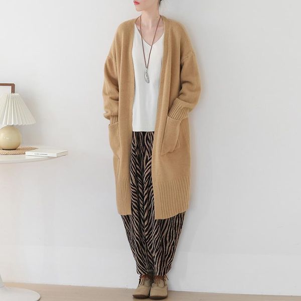 women's jackets autumn winter long women knitting loose casual coat 2021 female cardigan pocket concise all-match, Black;brown
women's jackets autumn winter long women knitting loose casual coat 2021 female cardigan pocket concise all-match, Black;brown