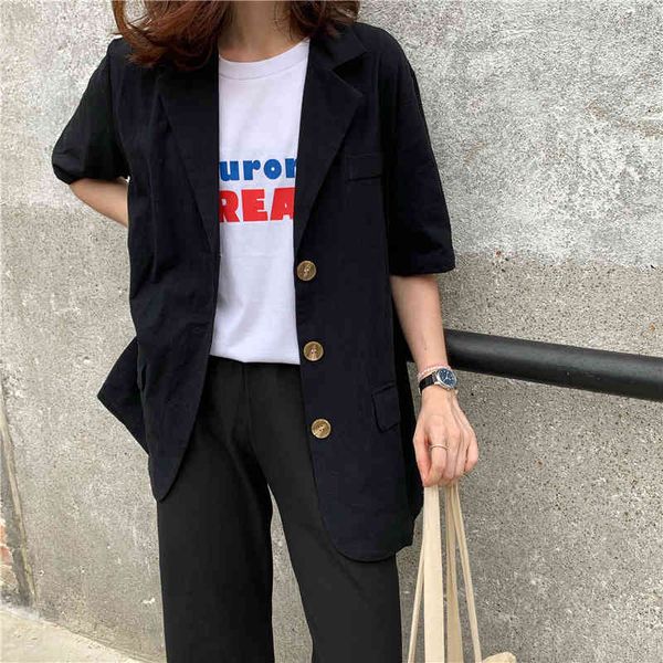 women's suits & blazers hzirip summer ol women loose office ladies fashion notched korea single breasted simple short sleeves black 5in, White;black
women's suits & blazers hzirip summer ol women loose office ladies fashion notched korea single breasted simple short sleeves black 5in, White;black
