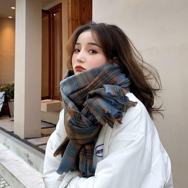 scarves female scarf autumn and winter 2021 wild british retro cashmere plaid shawl students warm thick, Blue;gray
scarves female scarf autumn and winter 2021 wild british retro cashmere plaid shawl students warm thick, Blue;gray