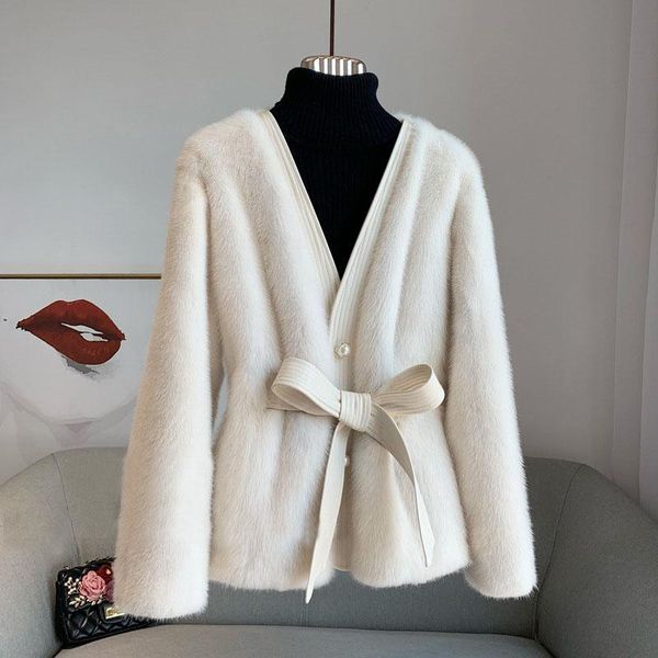women's fur & faux spring and autumn mink coat long-sleeve fashion all-match knit jacket knitted 2021, Black
women's fur & faux spring and autumn mink coat long-sleeve fashion all-match knit jacket knitted 2021, Black