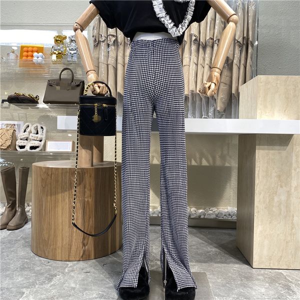 capri niche design thousand bird style high-waisted 2021 personality leg burnt pants, Black;white
capri niche design thousand bird style high-waisted 2021 personality leg burnt pants, Black;white