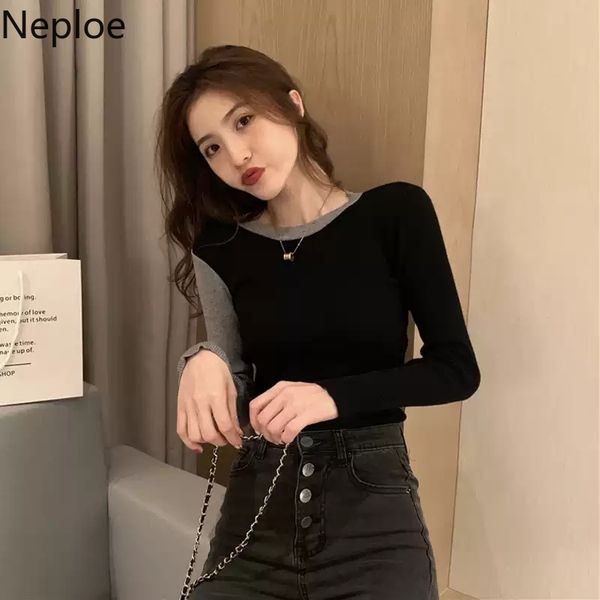 neploe black sweaters woman patchwork contrast color knitted pullovers pull femme o-neck long sleeve slim jumper women 210422, White;black
neploe black sweaters woman patchwork contrast color knitted pullovers pull femme o-neck long sleeve slim jumper women 210422, White;black