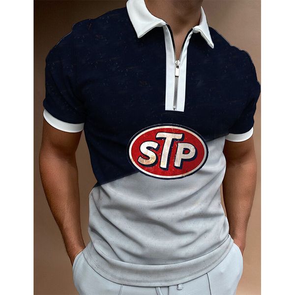 stp pattern men's zipper polo shirt comfortable breathable fashionable cool daily travel work party, White;black
stp pattern men's zipper polo shirt comfortable breathable fashionable cool daily travel work party, White;black