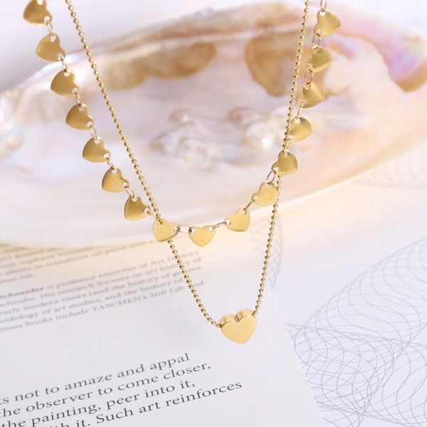 pendant necklaces stainless steel fashion multi layer for women girl gold color heart neck chin collar jewellry, Silver
pendant necklaces stainless steel fashion multi layer for women girl gold color heart neck chin collar jewellry, Silver