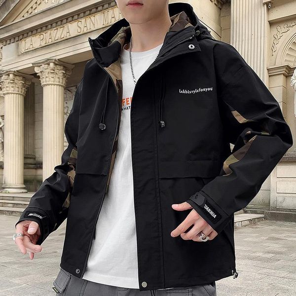 men's jackets hooded jacket spring and autumn youth trim panel contrast coat fashion brand tooling, Black;brown
men's jackets hooded jacket spring and autumn youth trim panel contrast coat fashion brand tooling, Black;brown